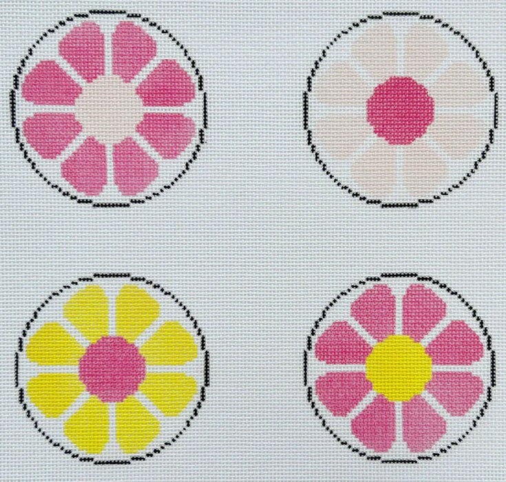 MD-64.02 - Floral Coasters - Pink and Yellow