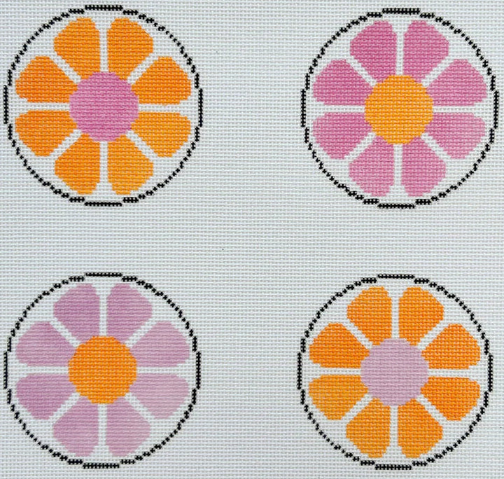 MD-64.03 - Floral Coasters - Orange and Pink