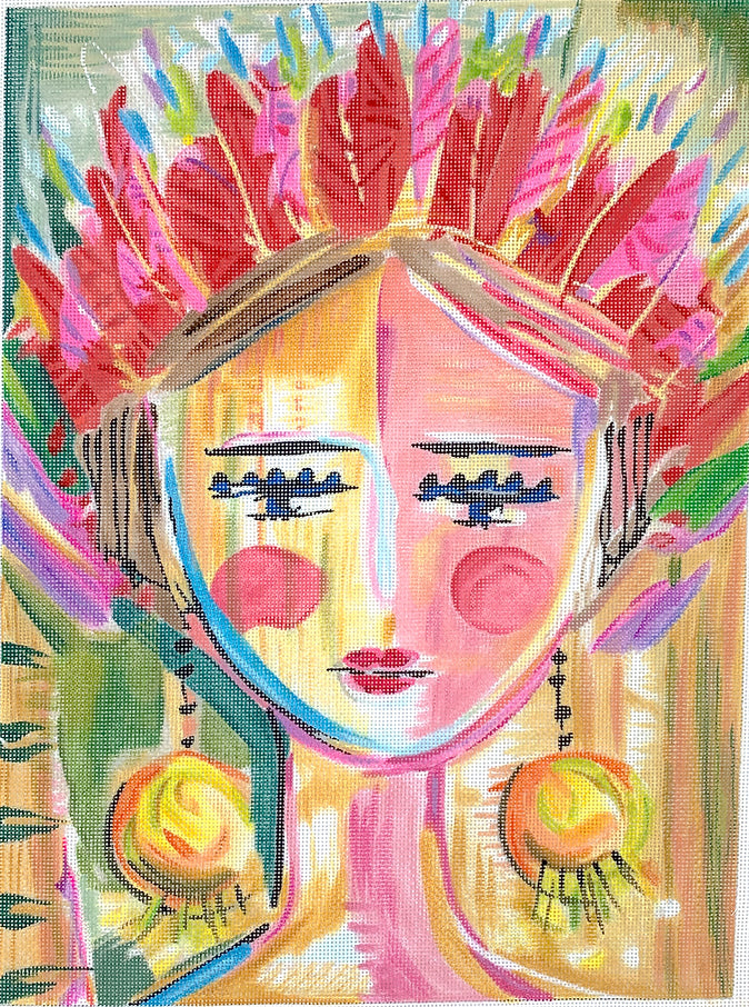 MD-PL-14 - Warrior Girl with Red and Pink Feathers