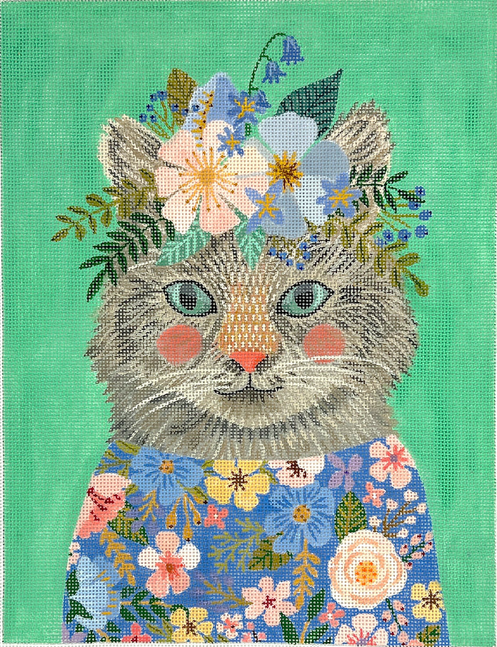 MIAC-PL-22 - Kitty in Blue and Coral Flowered Dress