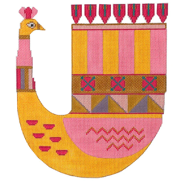 N124D - Peacock Party - Single Pink Bird with No Background