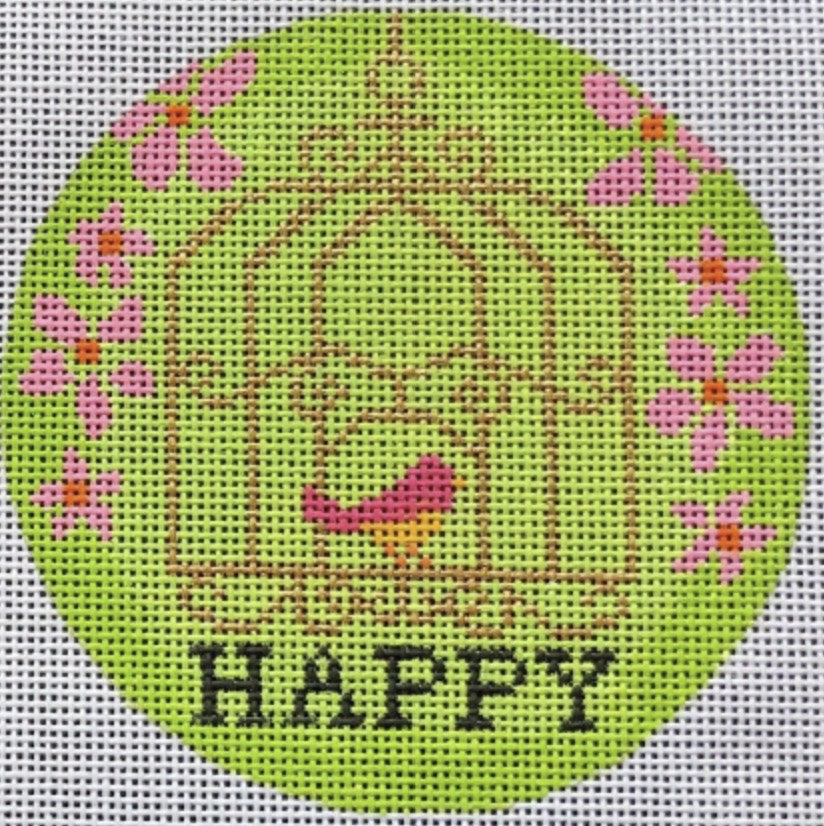 N128B - "Happy" Birdcage Ornament