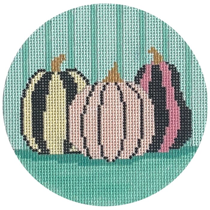 N131A - Hello Pumpkin Ornament - Teal Stripes