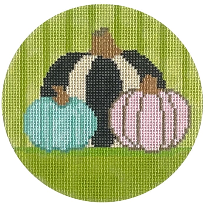 N131B - Hello Pumpkin Ornament - Green Stripes
