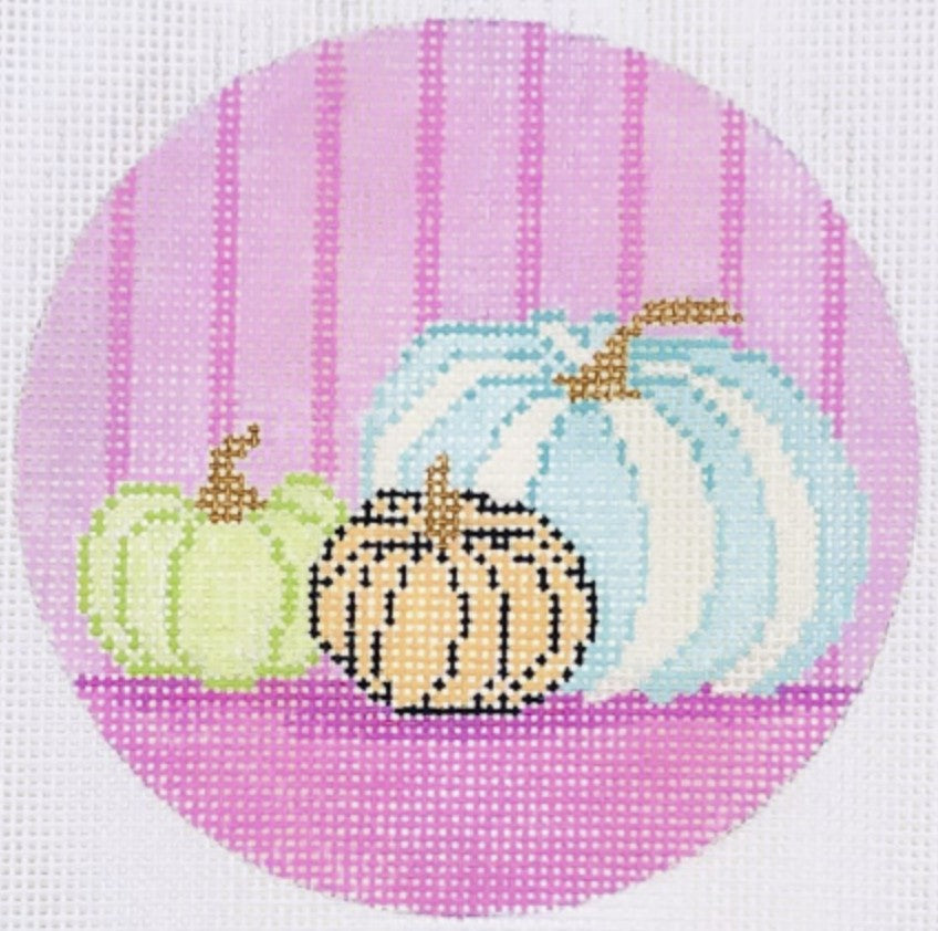 N131 - Hello Pumpkin Ornament - Pink Stripes