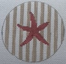 KK-NTO23 - Starfish on Stripe - Red and Khaki