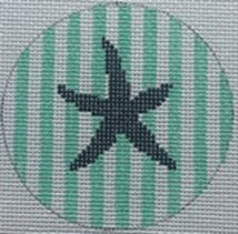 KK-NTO22 - Starfish on Stripe - Navy and Seafoam