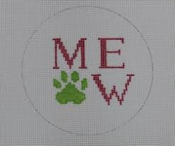 KK-O110 - Meow and Paw Print - Pink and Green