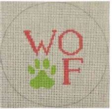 KK-O112 - Woof and Paw Print - Pink and Green