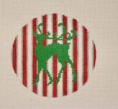 KK-O117 - Green Reindeer on Red/Silver Stripe