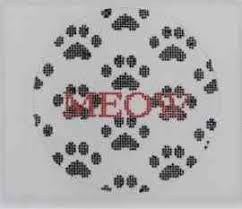 KK-O133 - Meow - Multi Paw Print - Black and Red