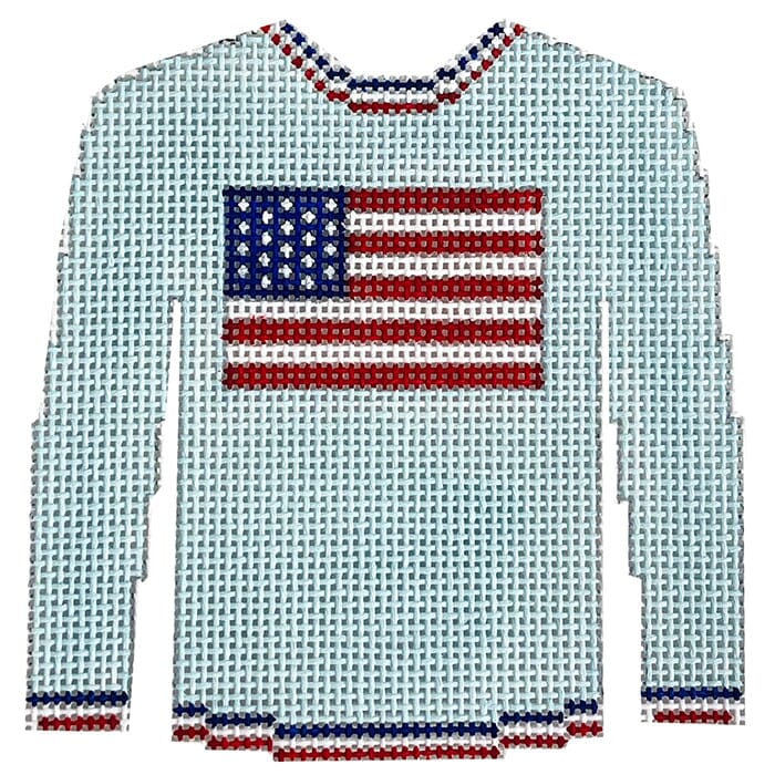 KK-O209B - Sweater - Flag on Light Blue