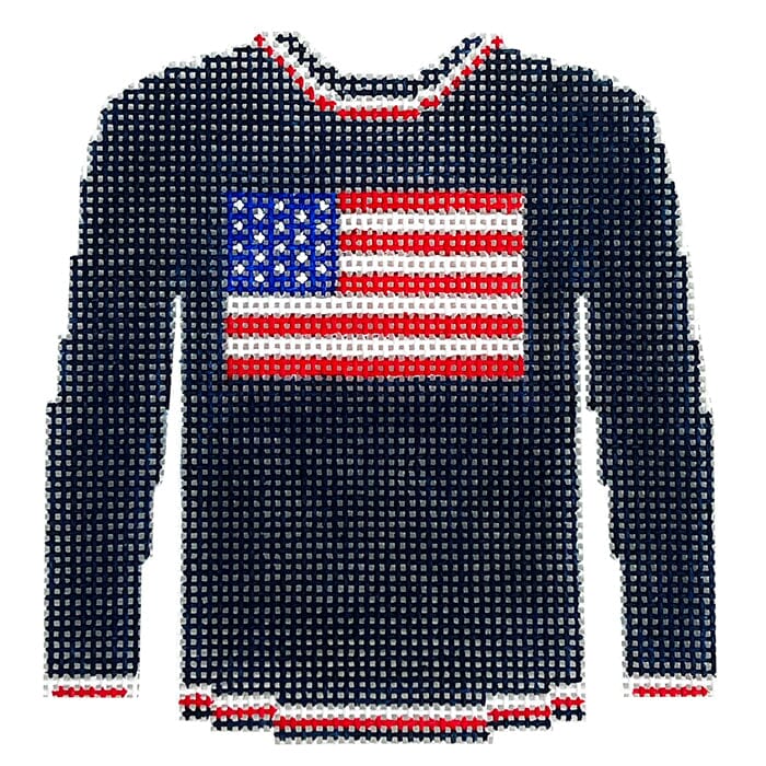 KK-O209E - Sweater - Flag on Solid Navy