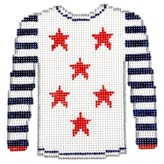 KK-O209F - Sweater - Red Stars on White