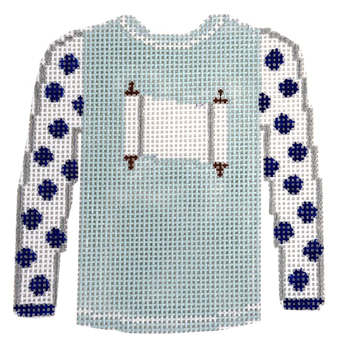 KK-O212A - Sweater - Scroll on Light Blue