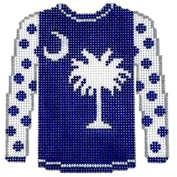 KK-O214 - Sweater - Palmetto and Crescent on Blue