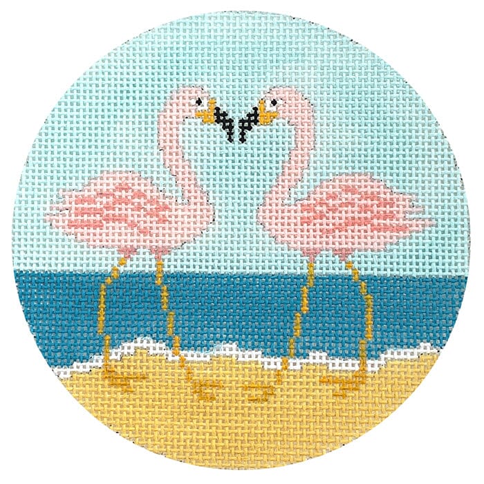 KK-O216 - Kissing Flamingos on Beach