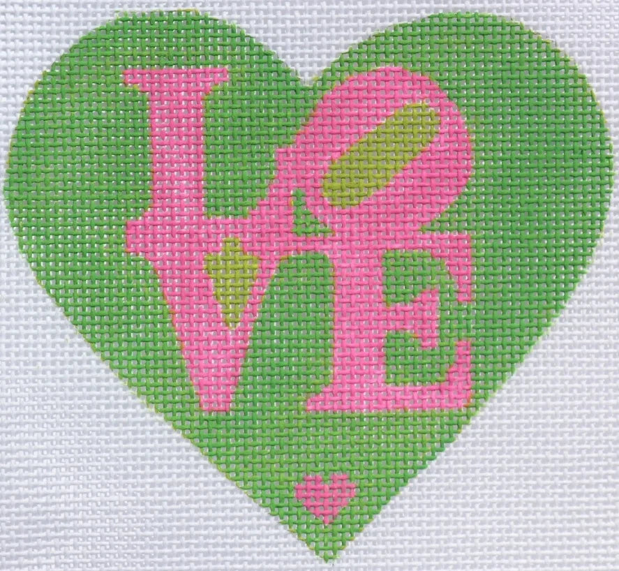 OM-06 - Mini Heart - LOVE - Flamingo Pin on Kelly with Lime
