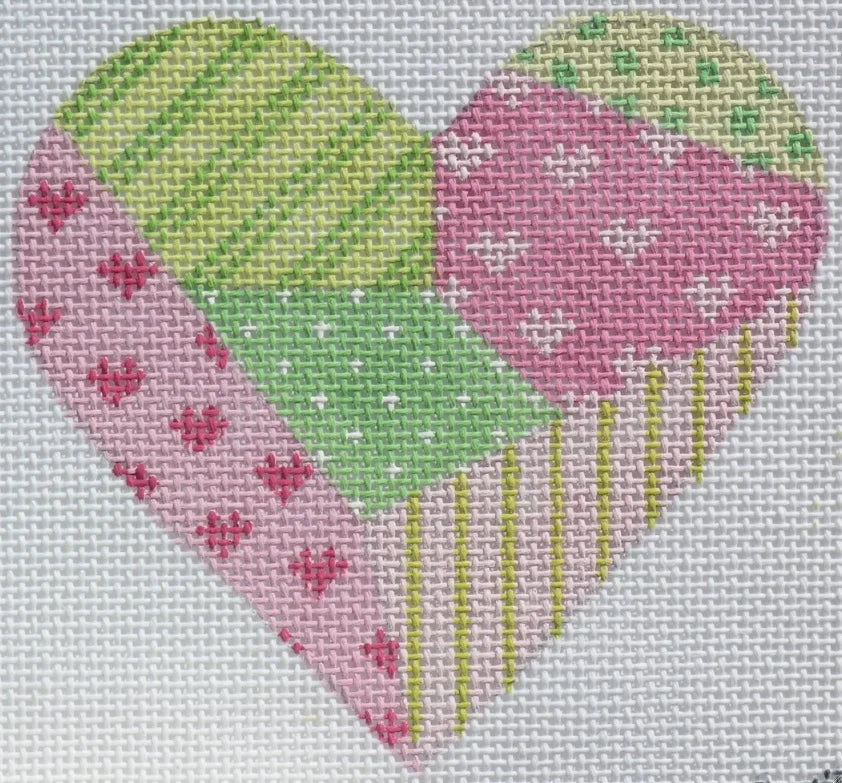OM-07 - Mini Heart - Patchwork - Pinks and Greens