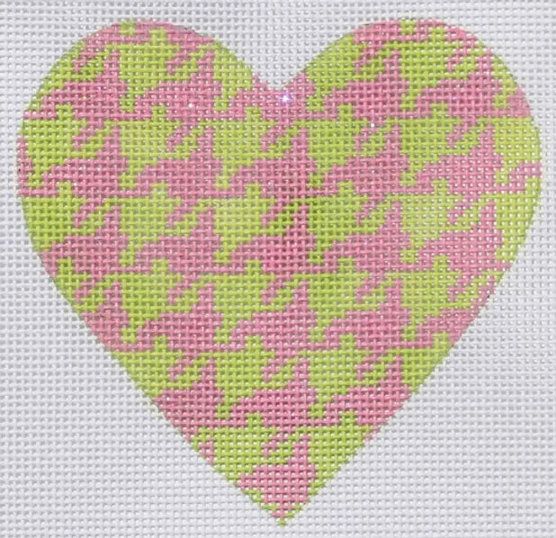 OM-09 - Mini Heart - Houndstooth - Lime with Sparkly Pinks