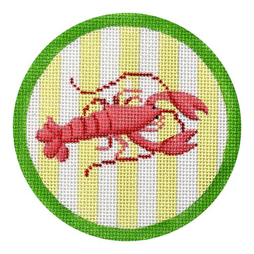 OM-135 - Lobster on Bright Lime Cabana Stripes