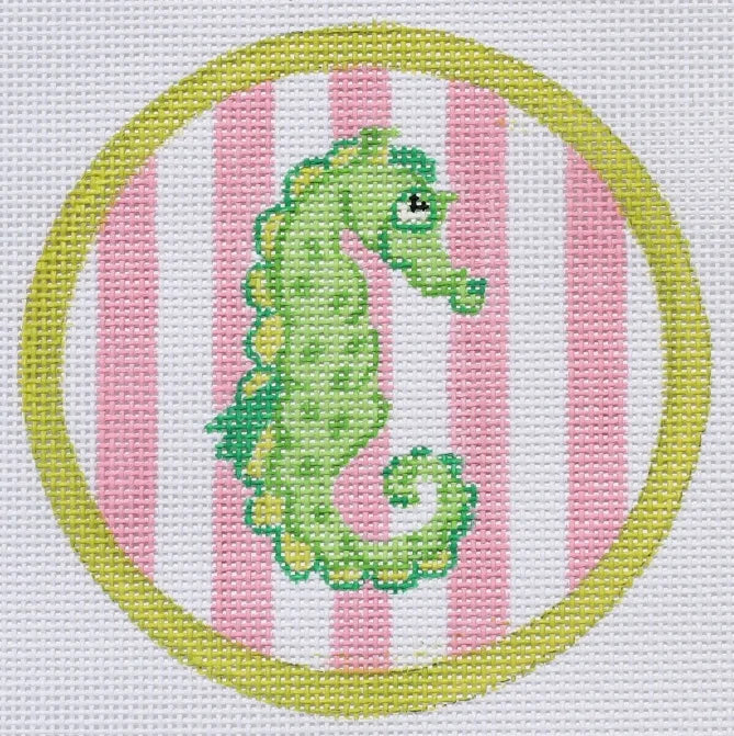 OM-139 - Seahorse on Pink Cabana Stripes