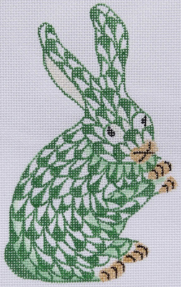 OM-155 - Mini Herend-style Standing Bunny - Emerald and Gold