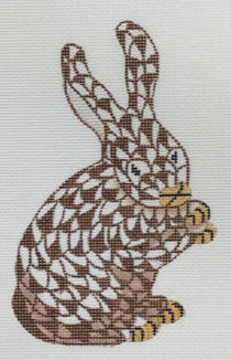 OM-158 - Mini Herend-style Standing Bunny - Brown and Gold