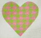 OM-18 - Mini Heart - Houndstooth - Kelly and Lime
