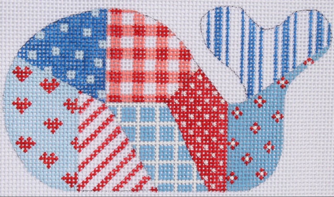 OM-185 - Mini Whale - Patchwork - Red, White and Blue