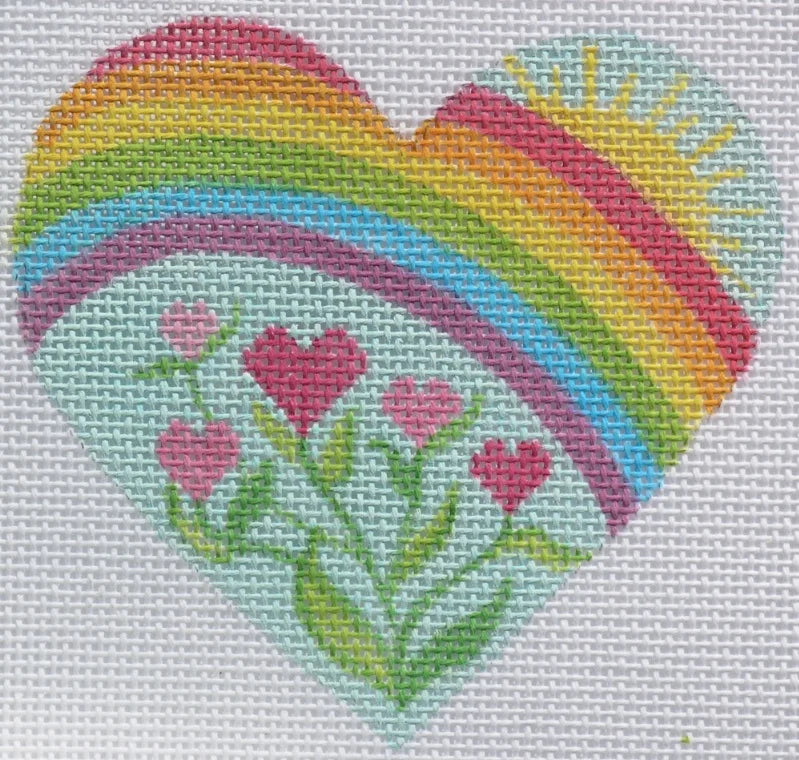 OM-19 - Mini Heart - Rainbow with Heart Flowers