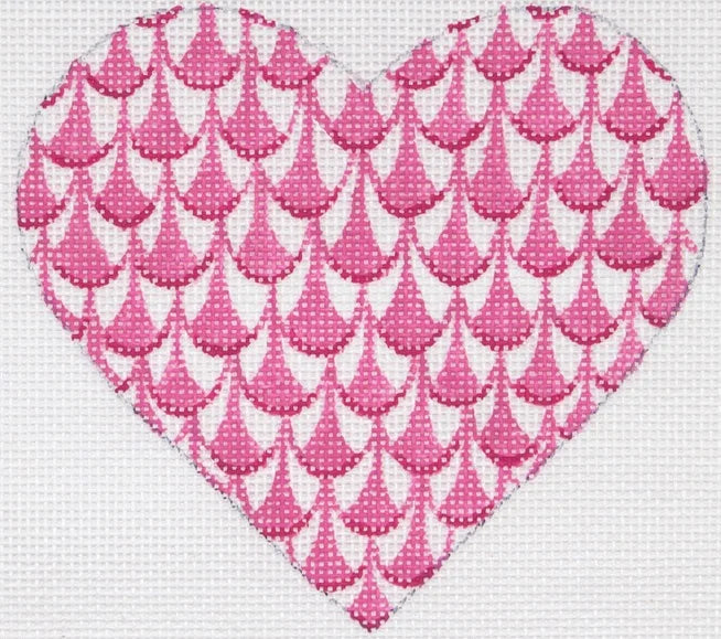 OM-213 - Mini Heart - Herend-Inspired Fishnet - Raspberry