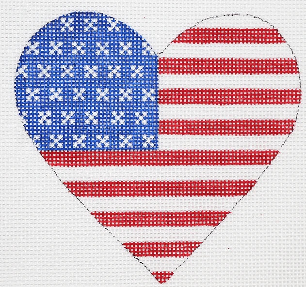 OM-232 - Mini Heart - American Flag - Red, White and Blue