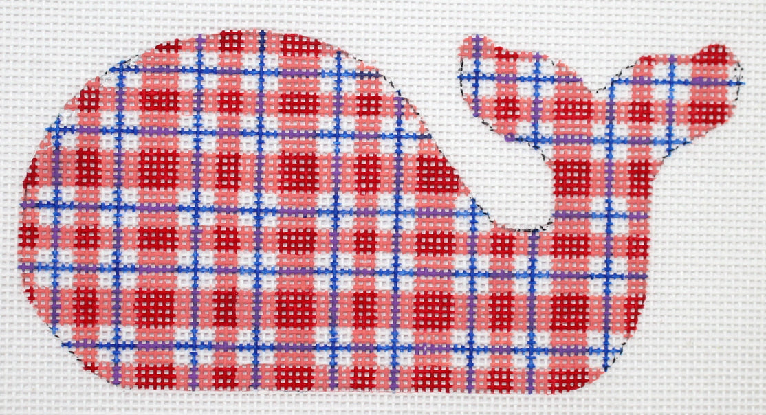 OM-235 - Mini Whale - Madras Patchwork - Red, White and Blue