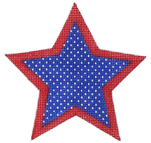 OM-236 - Patriotic Star - Blue with White Dots and Red Border