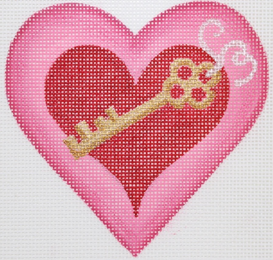 OM-252 - Valentines Mini Heart - Heart with Key and Ribbon