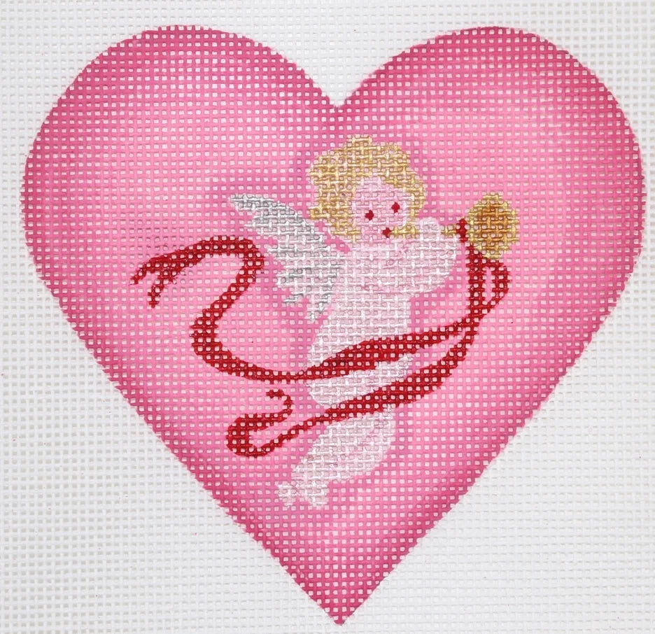 OM-254 - Valentines Mini Heart - Cherub with Horn and Ribbon