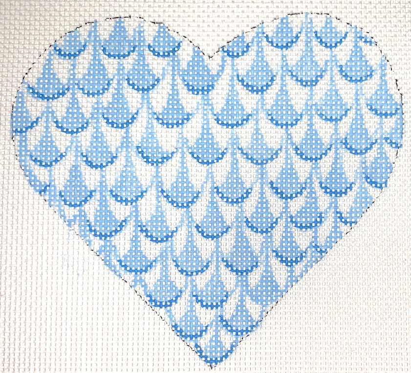 OM-258 - Mini Heart - Herend-Inspired Fishnet - Blues