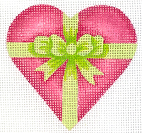 OM-260- Valentines Mini Heart - Hot Pink Gift Heart with Ribbons