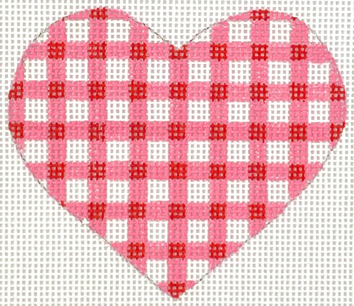 OM-270 - Mini Heart - Gingham - Bright Pink and Red