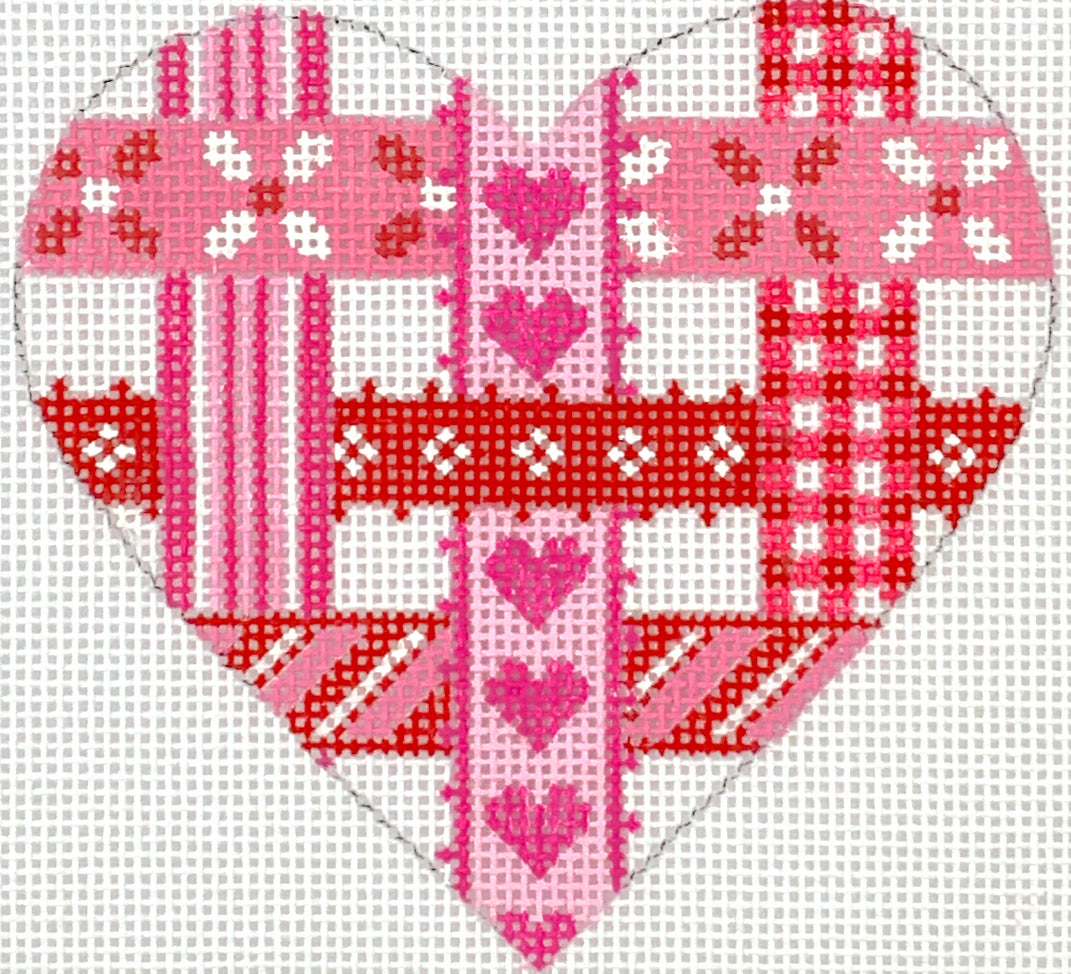 OM-276 - Mini Heart - Woven Ribbons - Pinks and Reds