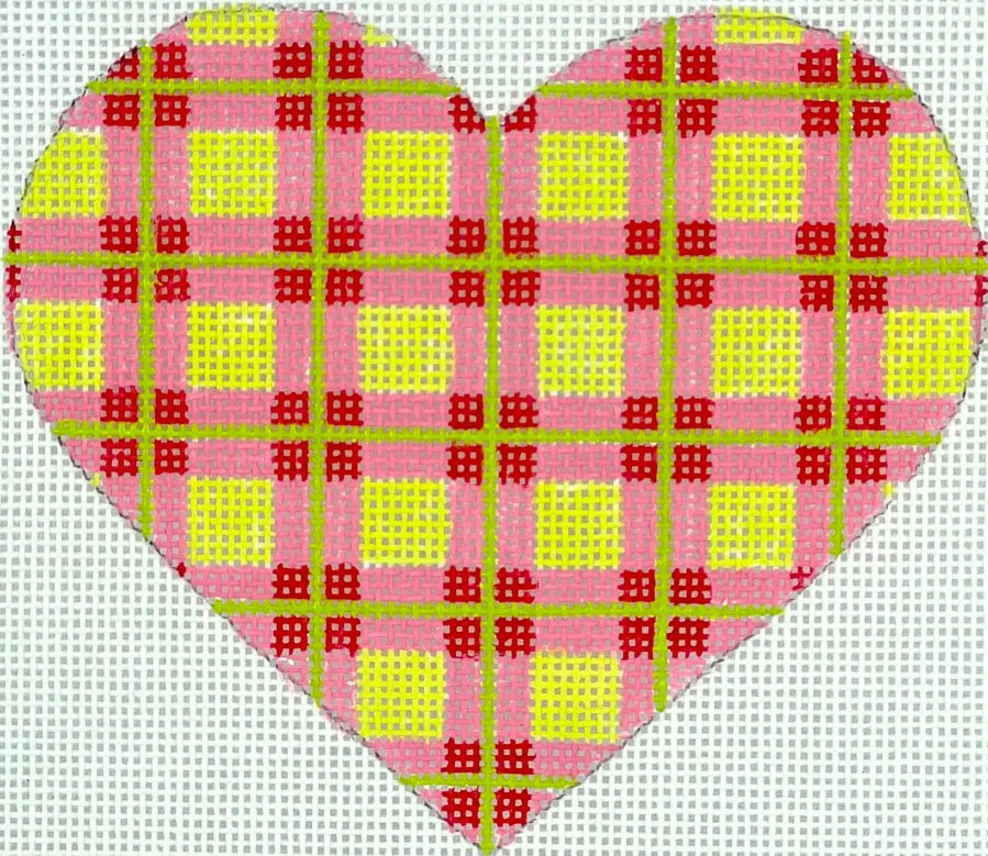 OM-305 - Mini Heart - Madras Plaid - Pinks, Watermelon and Limes