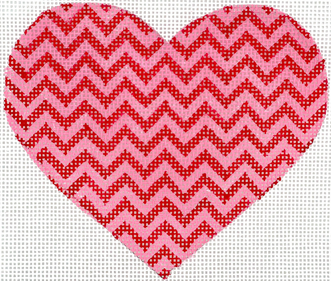 OM-306 - Mini Heart - Zigzag -  Medium Pink and Red