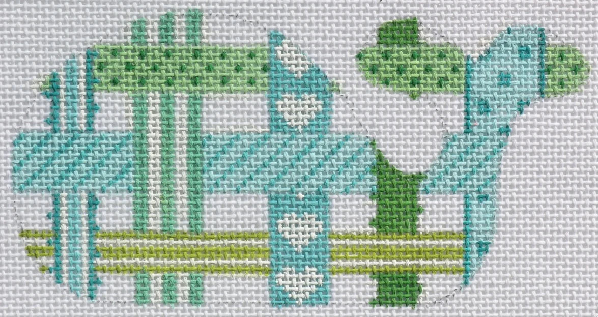 OM-37 - Mini Whale - Woven Ribbons - Turquoise and Greens