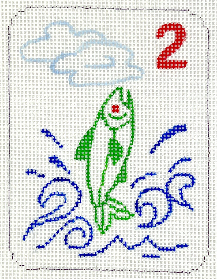 OM-372 - Mini Mahjong Tile - Fish in Water