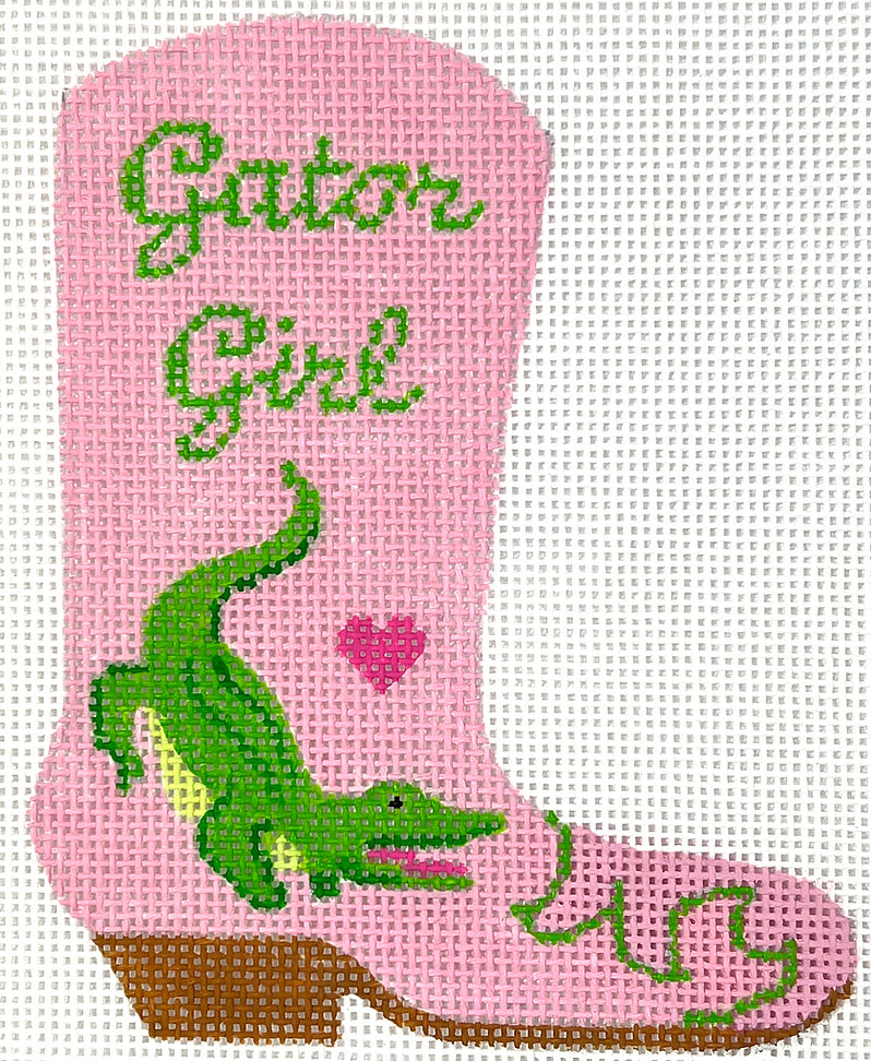 OM-391 - Mini Cowgirl Boot - Gator Girl with Green Gator