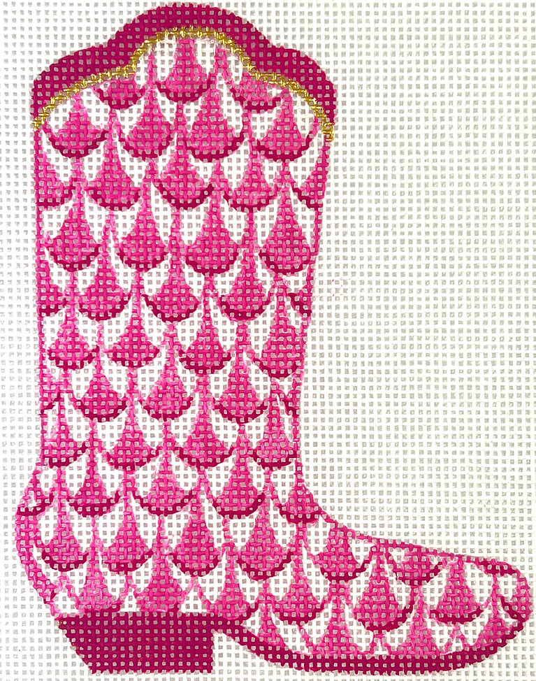 OM-397 - Mini Cowgirl Boot - Herend-Inspired Fishnet - Pink