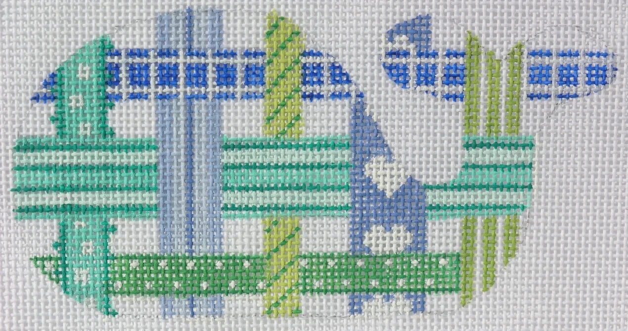 OM-41 - Mini Whale - Woven Ribbons - Blues and Greens