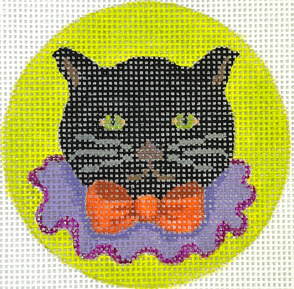 OM-410 - Halloween Mini - Black Cat with Orange Bow Tie