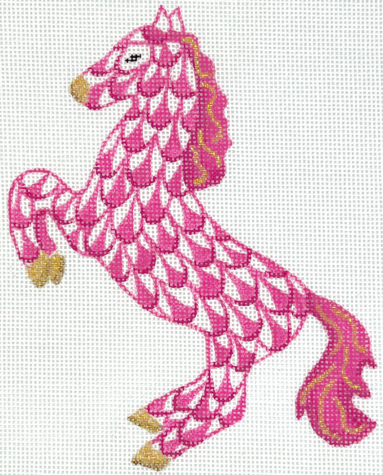 OM-419 - Fishnet Mini - Leaping Horse - Pinks and Golds